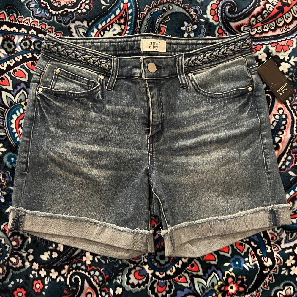 NWT Crown & Ivy Blue Jean Shorts with Cuffed Hem